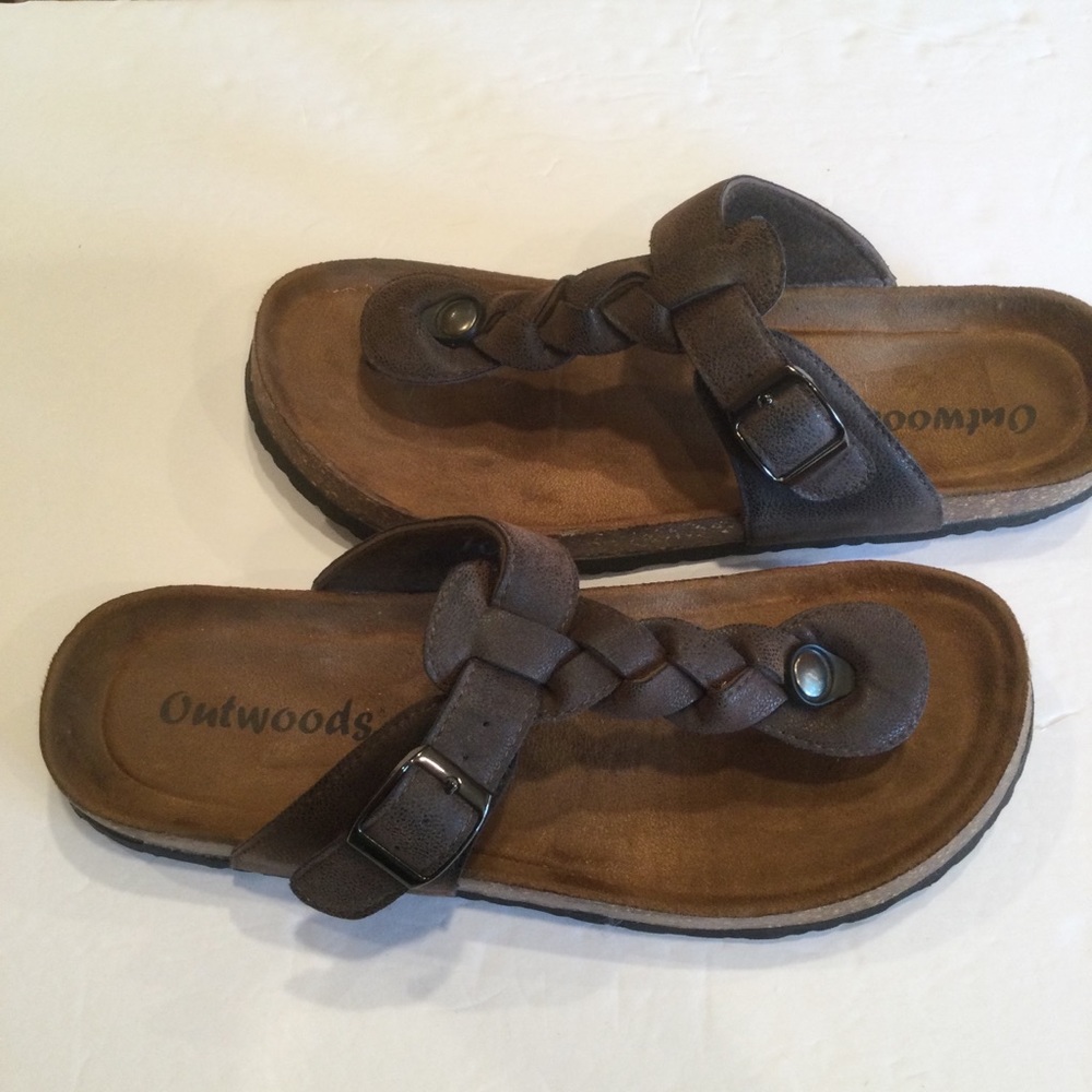 Outwoods Brown Faux Suede Thong Sandal - Picture 2 of 6